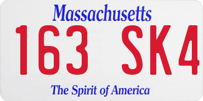 MA license plate 163SK4