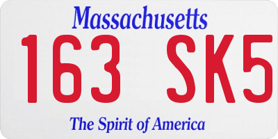 MA license plate 163SK5