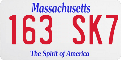 MA license plate 163SK7