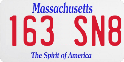 MA license plate 163SN8