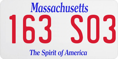 MA license plate 163SO3