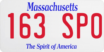 MA license plate 163SP0