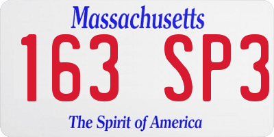 MA license plate 163SP3