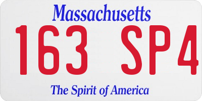 MA license plate 163SP4