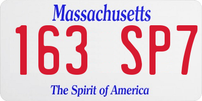 MA license plate 163SP7