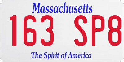MA license plate 163SP8