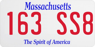 MA license plate 163SS8