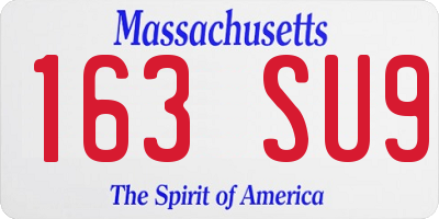 MA license plate 163SU9