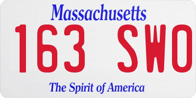MA license plate 163SW0