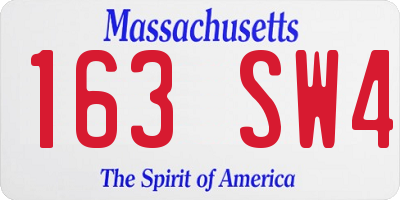 MA license plate 163SW4