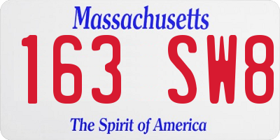MA license plate 163SW8