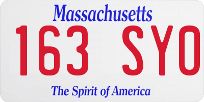 MA license plate 163SY0