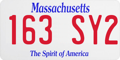 MA license plate 163SY2