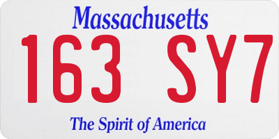 MA license plate 163SY7