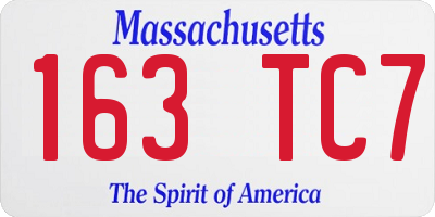 MA license plate 163TC7