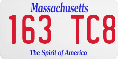 MA license plate 163TC8