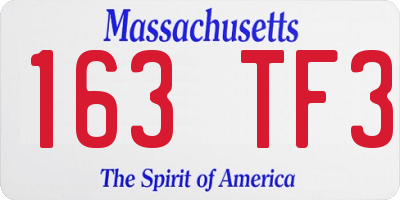MA license plate 163TF3