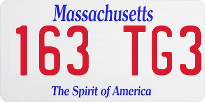 MA license plate 163TG3