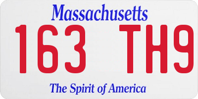 MA license plate 163TH9