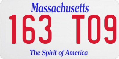 MA license plate 163TO9