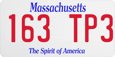 MA license plate 163TP3