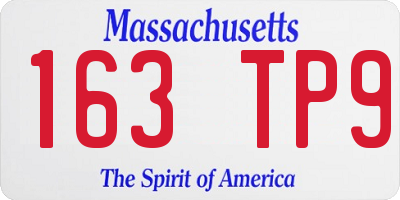 MA license plate 163TP9