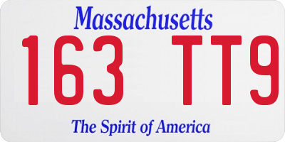MA license plate 163TT9