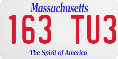 MA license plate 163TU3