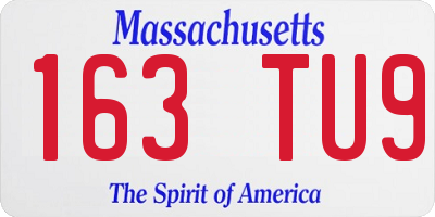 MA license plate 163TU9