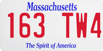 MA license plate 163TW4