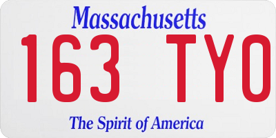 MA license plate 163TY0