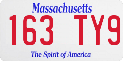 MA license plate 163TY9