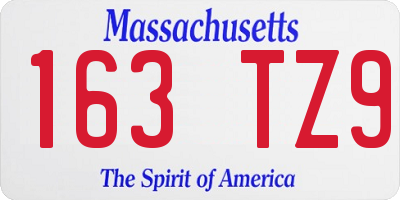 MA license plate 163TZ9