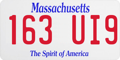 MA license plate 163UI9
