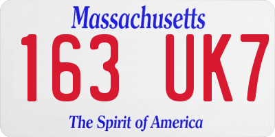MA license plate 163UK7