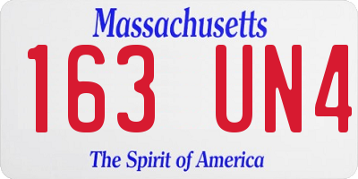 MA license plate 163UN4