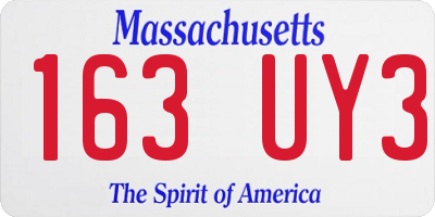 MA license plate 163UY3