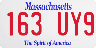 MA license plate 163UY9