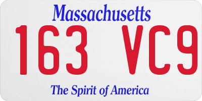 MA license plate 163VC9
