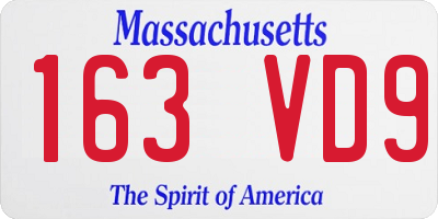 MA license plate 163VD9