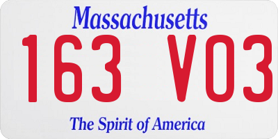 MA license plate 163VO3