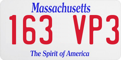 MA license plate 163VP3