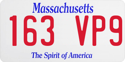 MA license plate 163VP9