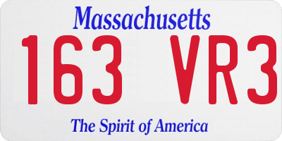 MA license plate 163VR3