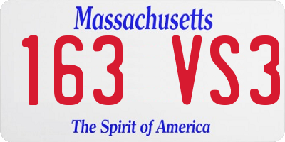 MA license plate 163VS3