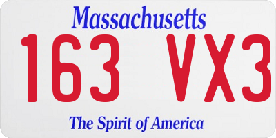 MA license plate 163VX3