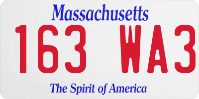 MA license plate 163WA3