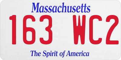 MA license plate 163WC2