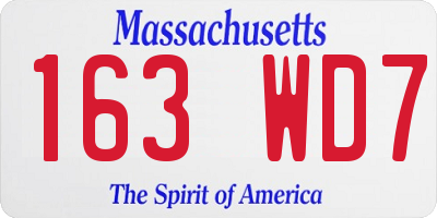 MA license plate 163WD7