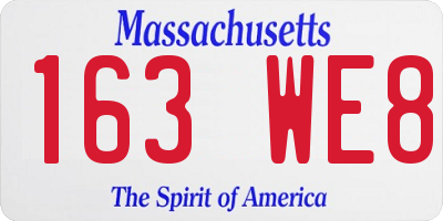 MA license plate 163WE8